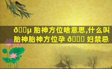 🌵 胎神方位啥意思,什么叫胎神胎神方位孕 🐅 妇禁忌